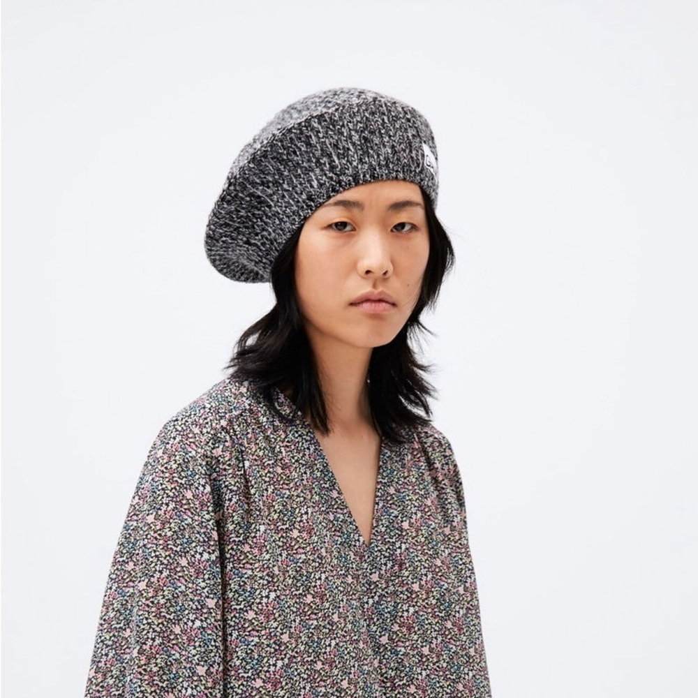Ganni Rib Knit Accessories Beret - Egret